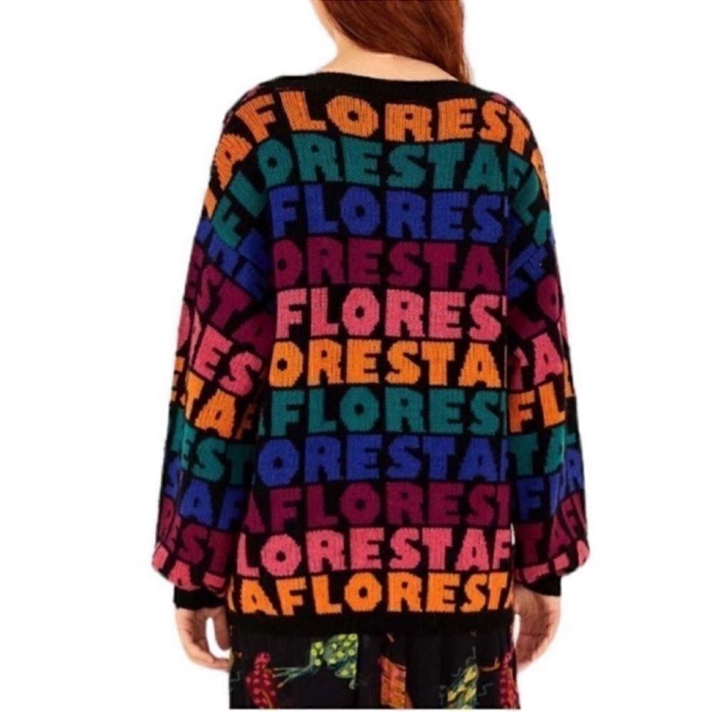 Farm Rio Printed Wool Blend Oversized
Sweater(Size Small)